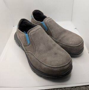 Women's Hytest Steel Toed Work Shoe Slip On Size 8M Tan Khaki Beige